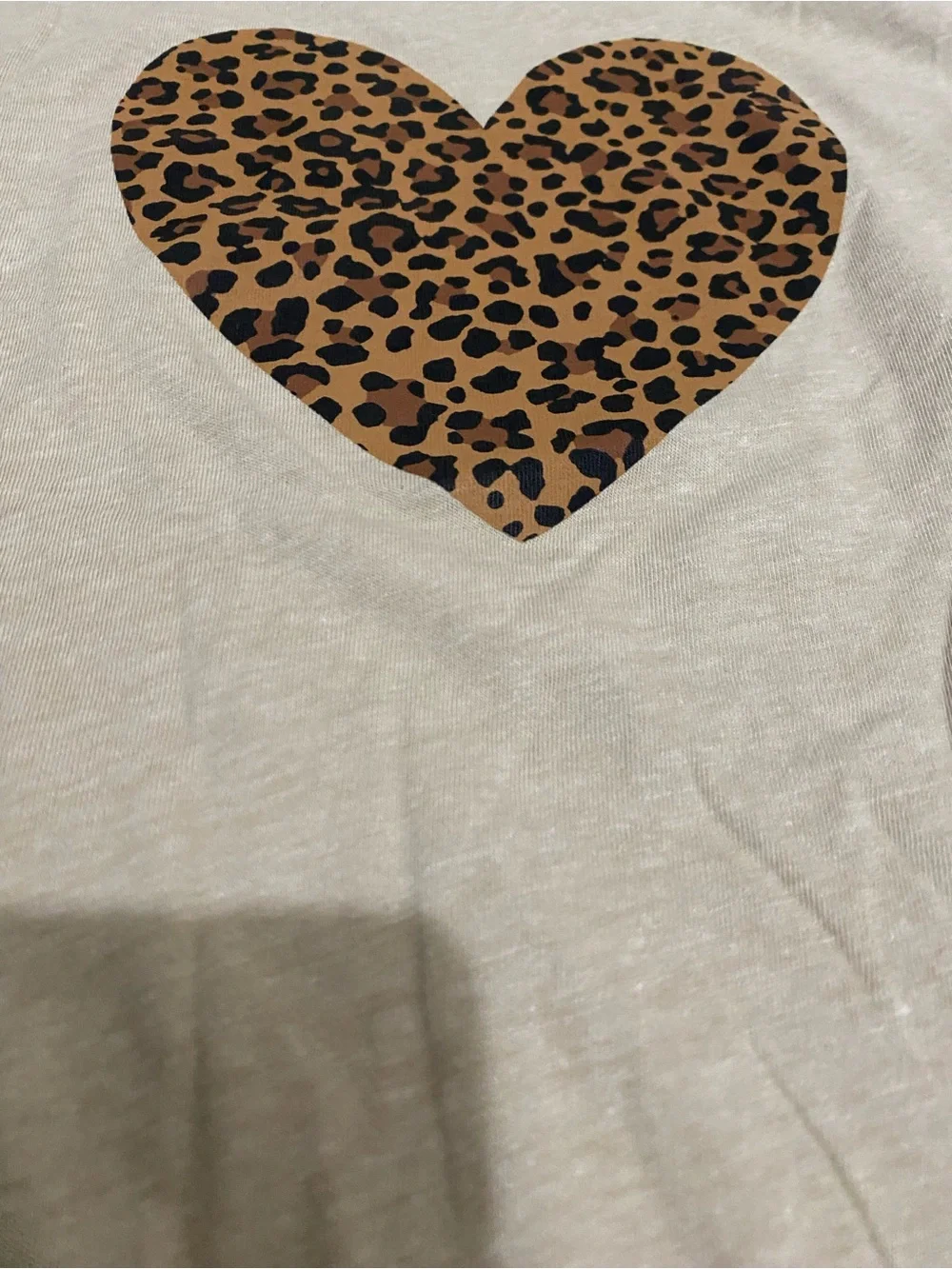 J. Crew Cream Tee with Leopard Heart Graphic
